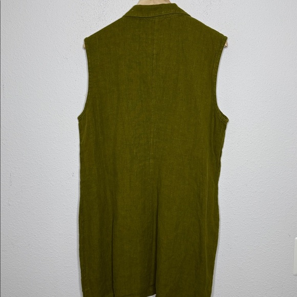 Bryn WalkerFlax Olive Sleeveless linen Vest size Medium - Picture 4 of 8